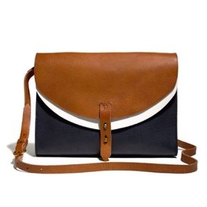 Madewell "Essex" tan / navy leather cross body bag